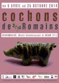 Exposition Cochons de Romains. Du 5 avril au 26 octobre 2014 à Bram. Aude.  13H00